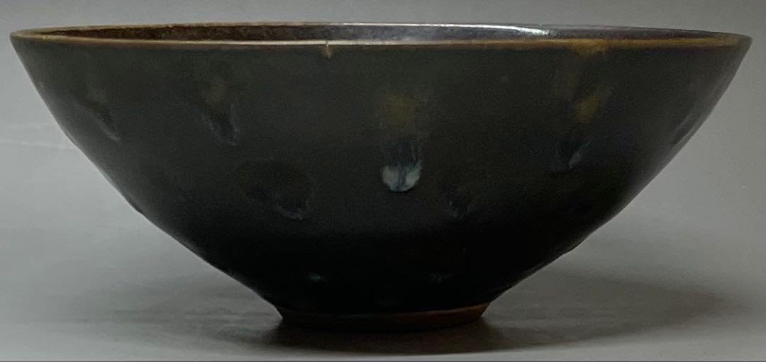 南宋 吉州窯 天目茶碗 見込鳳凰文 中国古陶磁器 茶碗箱四方桟 d112